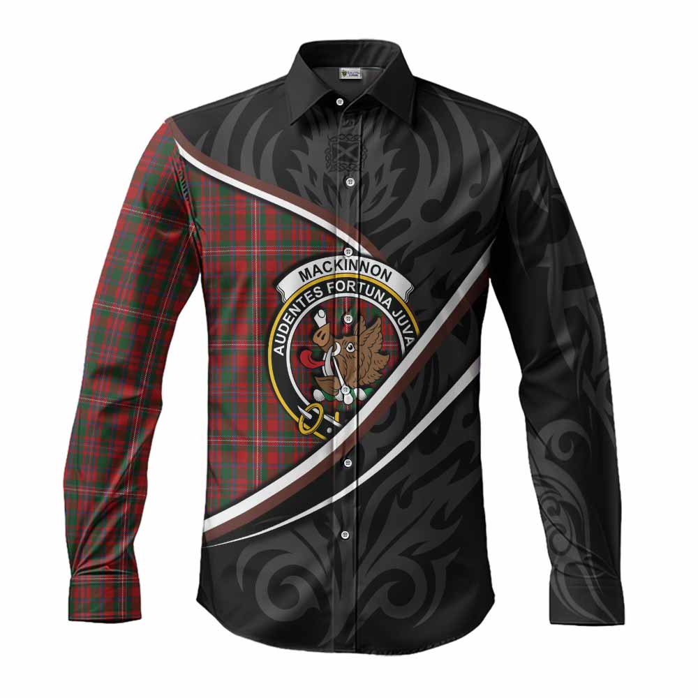 MacKinnon (McKinnon) Tartan Family Crest Long Sleeve Button Shirts Celtic Scottish Thistle Floral - Tartan Vibes Clothing