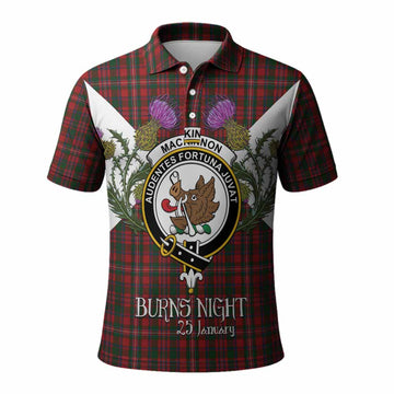 MacKinnon (McKinnon) Tartan Family Crest Polo Shirt Scottish Burns Night Thistle Floral