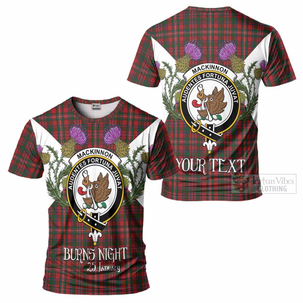 MacKinnon (McKinnon) Tartan Family Crest T-Shirt Scottish Burns Night Thistle Floral