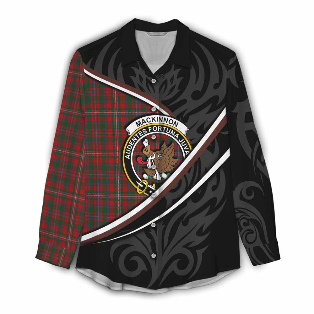 MacKinnon (McKinnon) Tartan Family Crest Women Casual Shirt Celtic Scottish Thistle Floral - Tartan Vibes Clothing