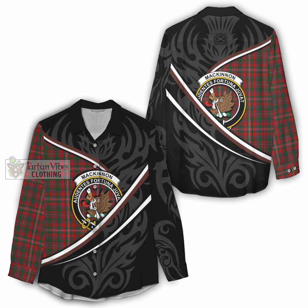 MacKinnon (McKinnon) Tartan Family Crest Women Casual Shirt Celtic Scottish Thistle Floral - Tartan Vibes Clothing