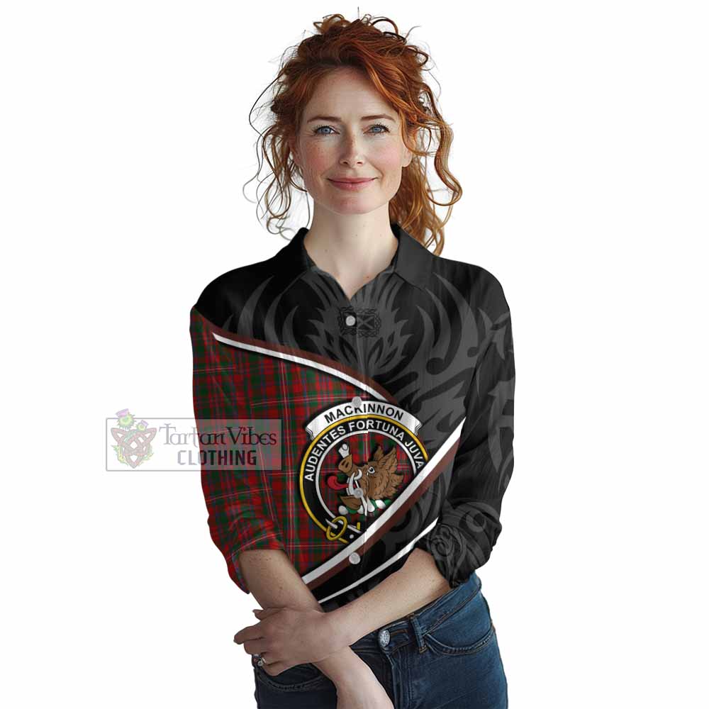MacKinnon (McKinnon) Tartan Family Crest Women Casual Shirt Celtic Scottish Thistle Floral - Tartan Vibes Clothing