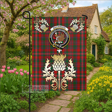 MacKinnon (McKinnon) Tartan Garden Flag with Golden Regal Scottish Thistle Emblem