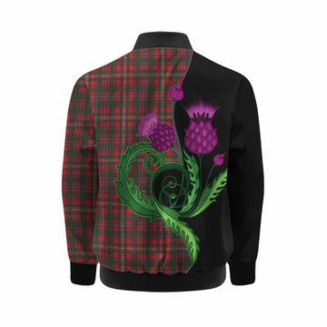 MacKinnon (McKinnon) Tartan Kid Bomber Jacket Traditional Scottish Thistle