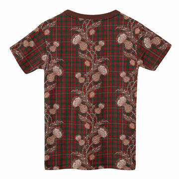 MacKinnon (McKinnon) Tartan Kid T-shirt Seamless Scottish Thistle Flowers