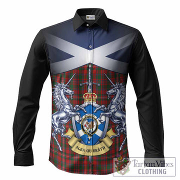 MacKinnon (McKinnon) Tartan Long Sleeve Button Shirts Alba Gu Brath Unicorn Crest
