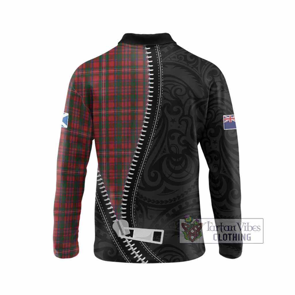 MacKinnon (McKinnon) Tartan Long Sleeve Polo Shirt New Zealand Pattern Unique Zipper Stylized