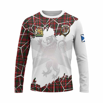 MacKinnon (McKinnon) Tartan Long Sleeve T-Shirt with Family Crest and Lion Rampant Grunge Style