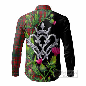 MacKinnon (McKinnon) Tartan Luckenbooth Long Sleeve Button Shirts Silver Heart Crown Thistle Floral - Tartan Vibes Clothing