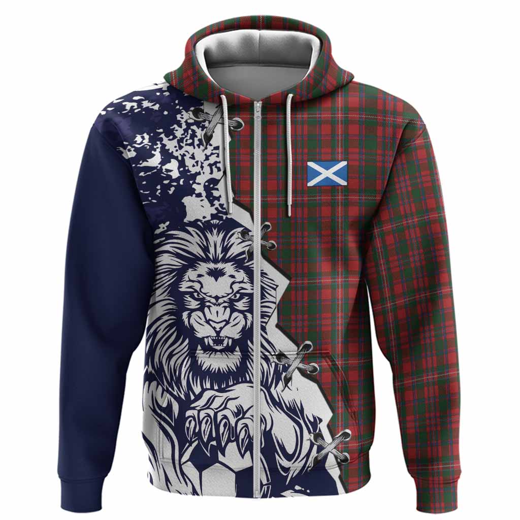 MacKinnon (McKinnon) Tartan Scottish Hoodie Angry Lion With Soccer Ball Style