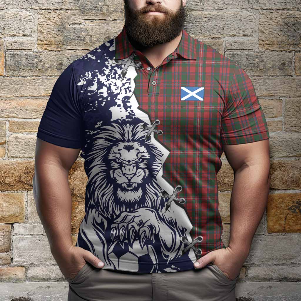 MacKinnon (McKinnon) Tartan Scottish Polo Shirt Angry Lion With Soccer Ball Style