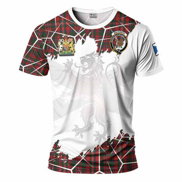 MacKinnon (McKinnon) Tartan T-Shirt with Family Crest and Lion Rampant Grunge Style