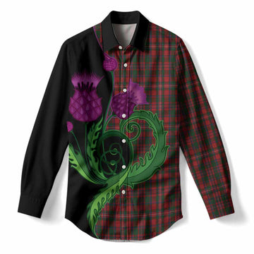 MacKinnon (McKinnon) Tartan Women Casual Shirt Traditional Scottish Thistle