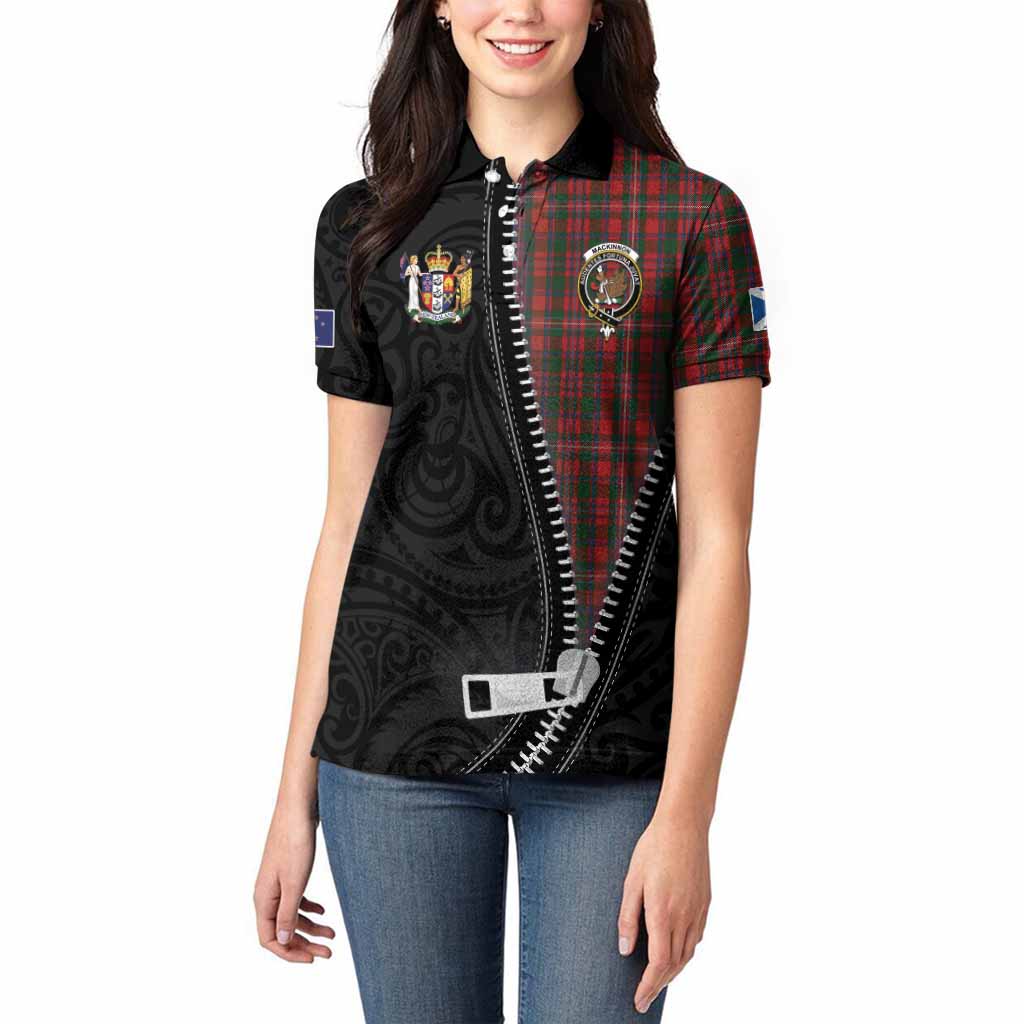 MacKinnon (McKinnon) Tartan Women Polo Shirt New Zealand Pattern Unique Zipper Stylized