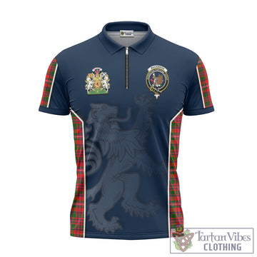 MacKinnon Modern Tartan Zipper Polo Shirt with Family Crest and Lion Rampant Vibes Sport Style