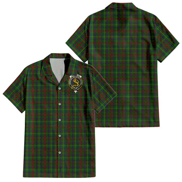MacKintosh Hunting Tartan Short Sleeve Button Down Shirt with Family Crest