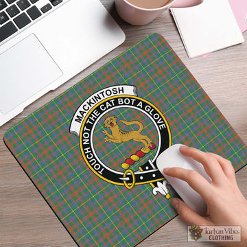 MacKintosh Hunting Ancient Tartan Mouse Pad with Family Crest