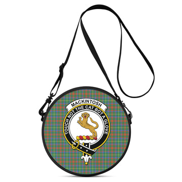 MacKintosh Hunting Ancient Tartan Round Satchel Bags with Family Crest