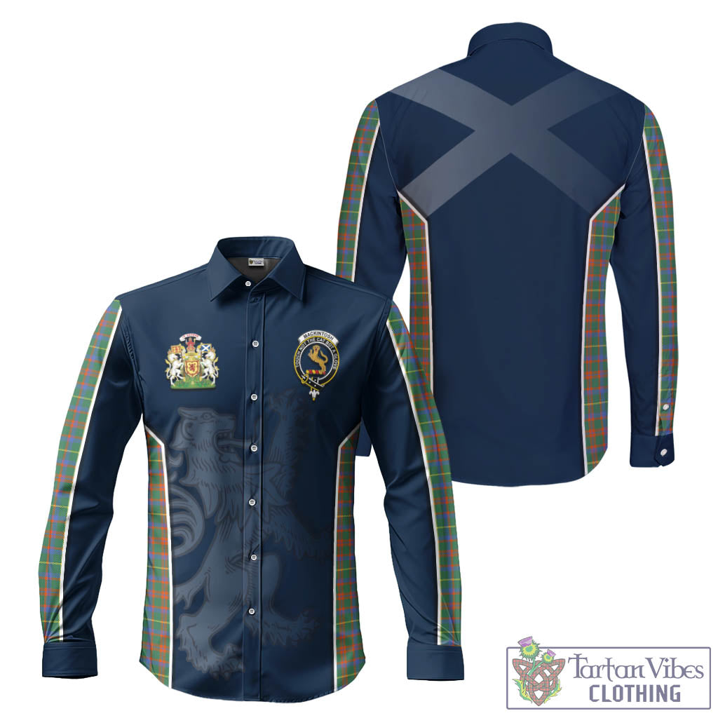 Tartan Vibes Clothing MacKintosh Hunting Ancient Tartan Long Sleeve Button Up Shirt with Family Crest and Lion Rampant Vibes Sport Style