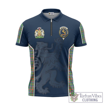 MacKintosh Hunting Ancient Tartan Zipper Polo Shirt with Family Crest and Lion Rampant Vibes Sport Style