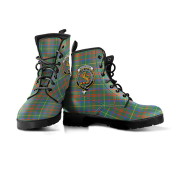 MacKintosh Hunting Ancient Tartan Leather Boots with Family Crest