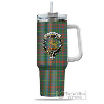 MacKintosh Hunting Ancient Tartan and Family Crest Tumbler with Handle