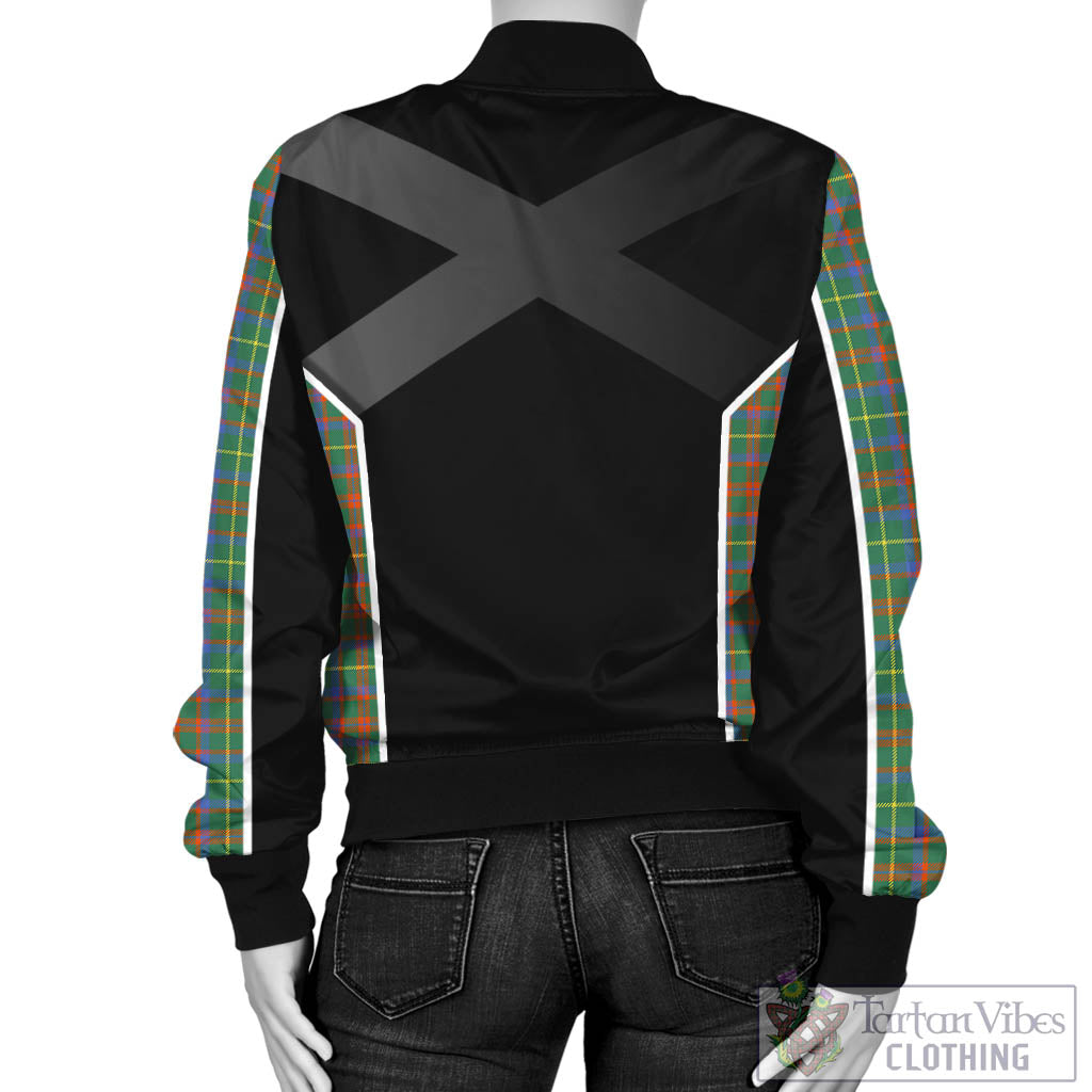 Tartan Vibes Clothing MacKintosh Hunting Ancient Tartan Bomber Jacket with Family Crest and Scottish Thistle Vibes Sport Style