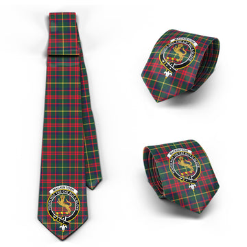 MacKintosh Hunting Modern Tartan Classic Necktie with Family Crest
