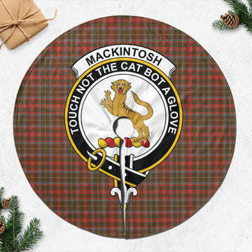 MacKintosh Hunting Weathered Tartan Christmas Tree Skirt with Family Crest