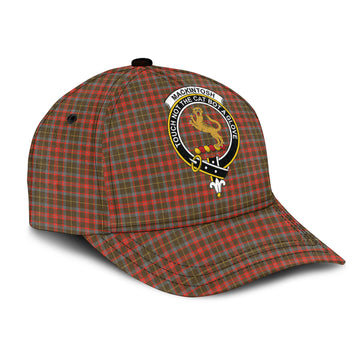 MacKintosh Hunting Weathered Tartan Classic Cap with Family Crest