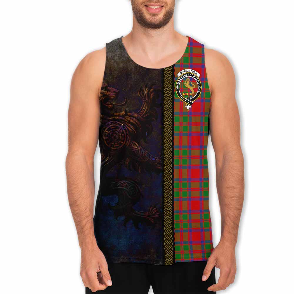 Tartan Vibes Clothing MacKintosh (McKintosh) Tartan Family Crest Men's Tank Top Alba Gu Brath Be Brave Lion Ancient Style