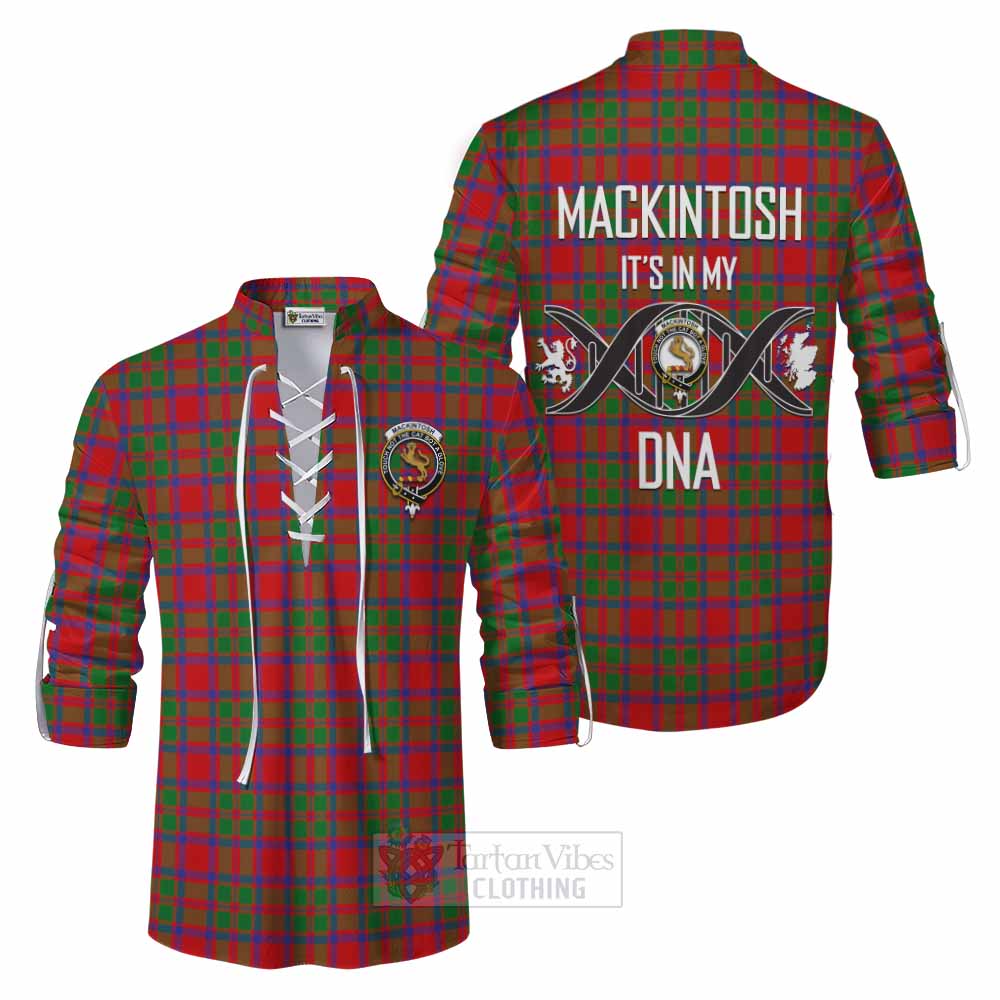Tartan Vibes Clothing MacKintosh (McKintosh) Tartan Ghillie Kilt Shirt with Family Crest DNA In Me Style
