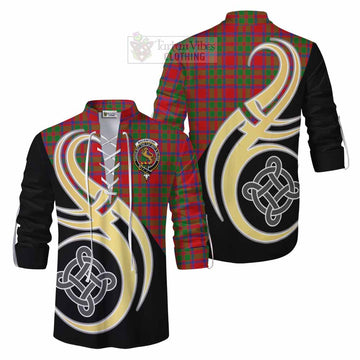 MacKintosh (McKintosh) Tartan Ghillie Kilt Shirt with Family Crest and Celtic Symbol Style