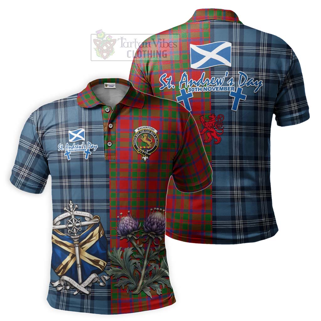 Tartan Vibes Clothing MacKintosh (McKintosh) Tartan Polo Shirt Happy St. Andrew's Day Half Tartan Style