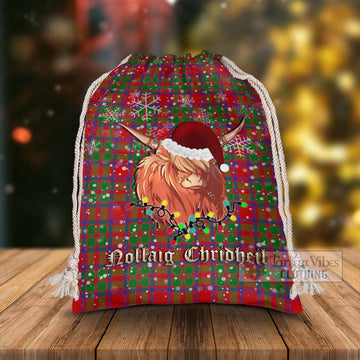 Tartan Vibes Clothing MacKintosh (McKintosh) Tartan Christmas Santa's Bag with Highland Cow