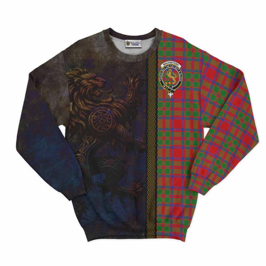 Tartan Vibes Clothing MacKintosh (McKintosh) Tartan Family Crest Sweatshirt Alba Gu Brath Be Brave Lion Ancient Style