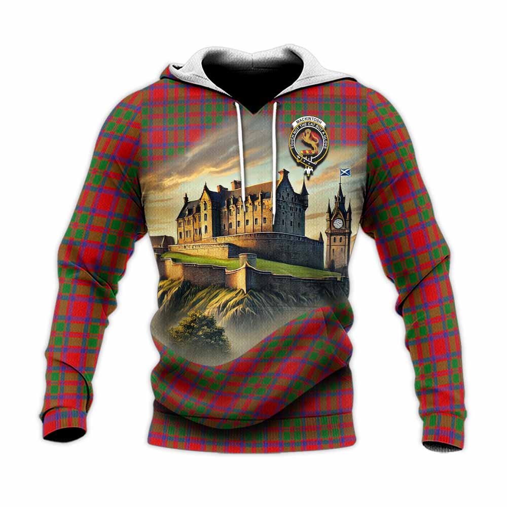 Tartan Vibes Clothing MacKintosh (McKintosh) Tartan Family Crest Knitted Hoodie with Scottish Ancient Castle Style
