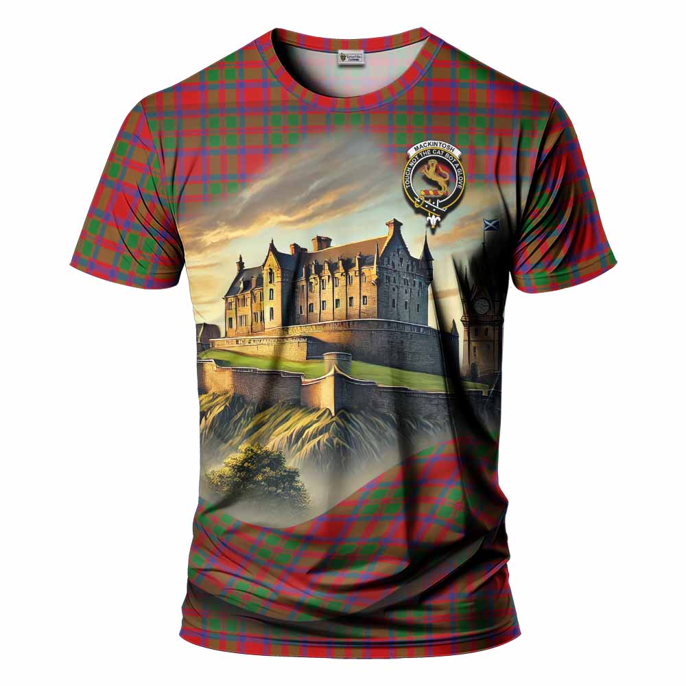 Tartan Vibes Clothing MacKintosh (McKintosh) Tartan Family Crest T-Shirt with Scottish Ancient Castle Stype