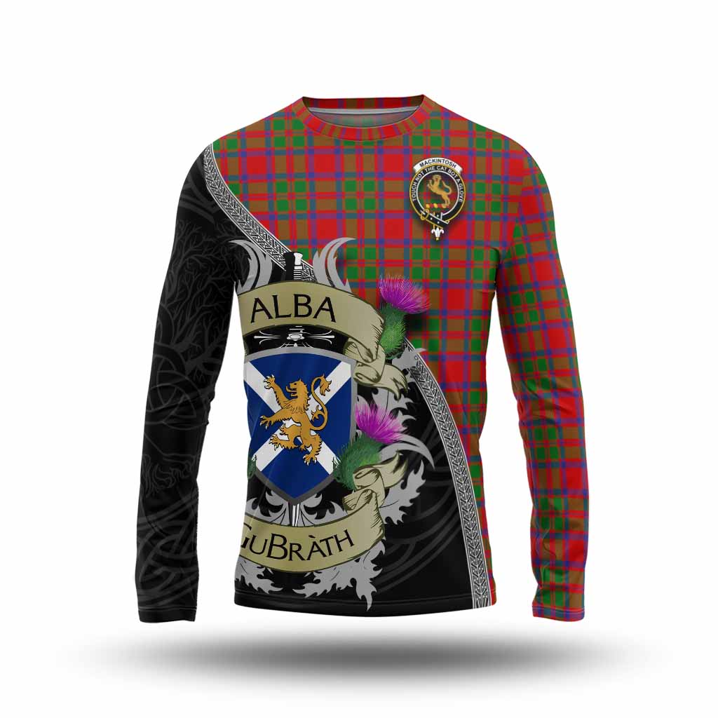 Tartan Vibes Clothing MacKintosh (McKintosh) Tartan Family Crest Long Sleeve T-Shirt Lion Rampant Royal Thistle Shield Celtic Inspired