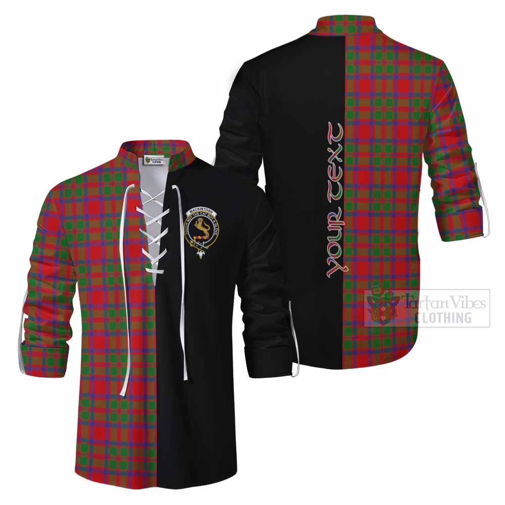 Tartan Vibes Clothing MacKintosh (McKintosh) Tartan Ghillie Kilt Shirt with Family Crest and Half Of Me Style