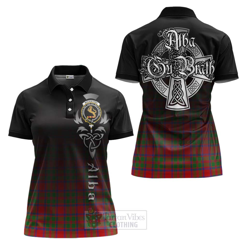 Tartan Vibes Clothing MacKintosh (McKintosh) Tartan Women's Polo Shirt Featuring Alba Gu Brath Family Crest Celtic Inspired