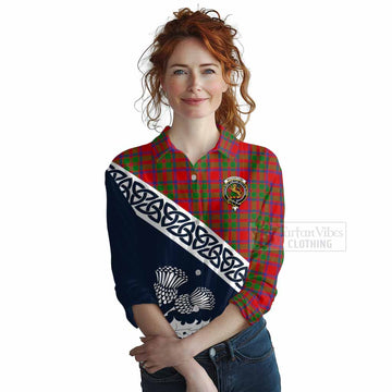 Tartan Vibes Clothing MacKintosh (McKintosh) Tartan Women's Casual Shirt Featuring Thistle and Scotland Map