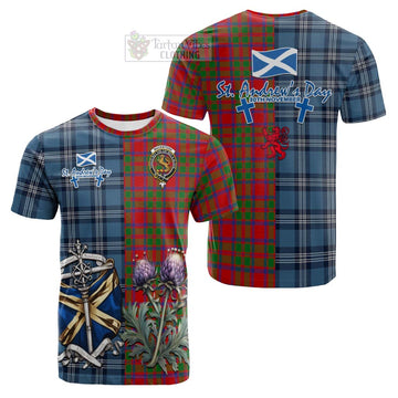 Tartan Vibes Clothing MacKintosh (McKintosh) Tartan Cotton T-shirt Happy St. Andrew's Day Half Tartan Style