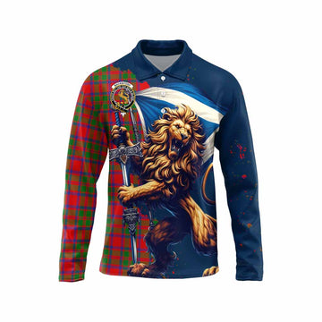 Tartan Vibes Clothing MacKintosh (McKintosh) Tartan Family Crest Long Sleeve Polo Shirt with Scottish Majestic Lion