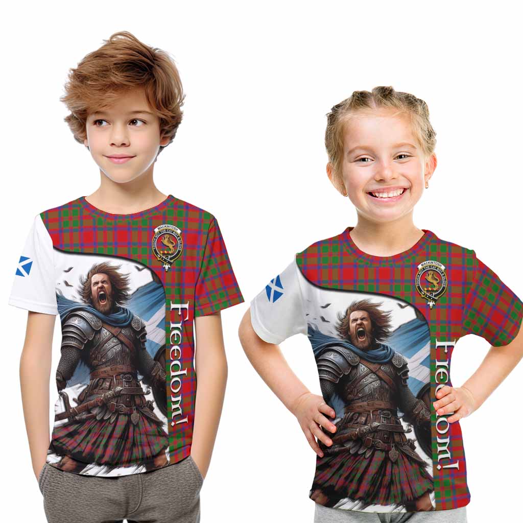 Tartan Vibes Clothing MacKintosh (McKintosh) Crest Tartan Kid T-Shirt Inspired by the Freedom of Scottish Warrior