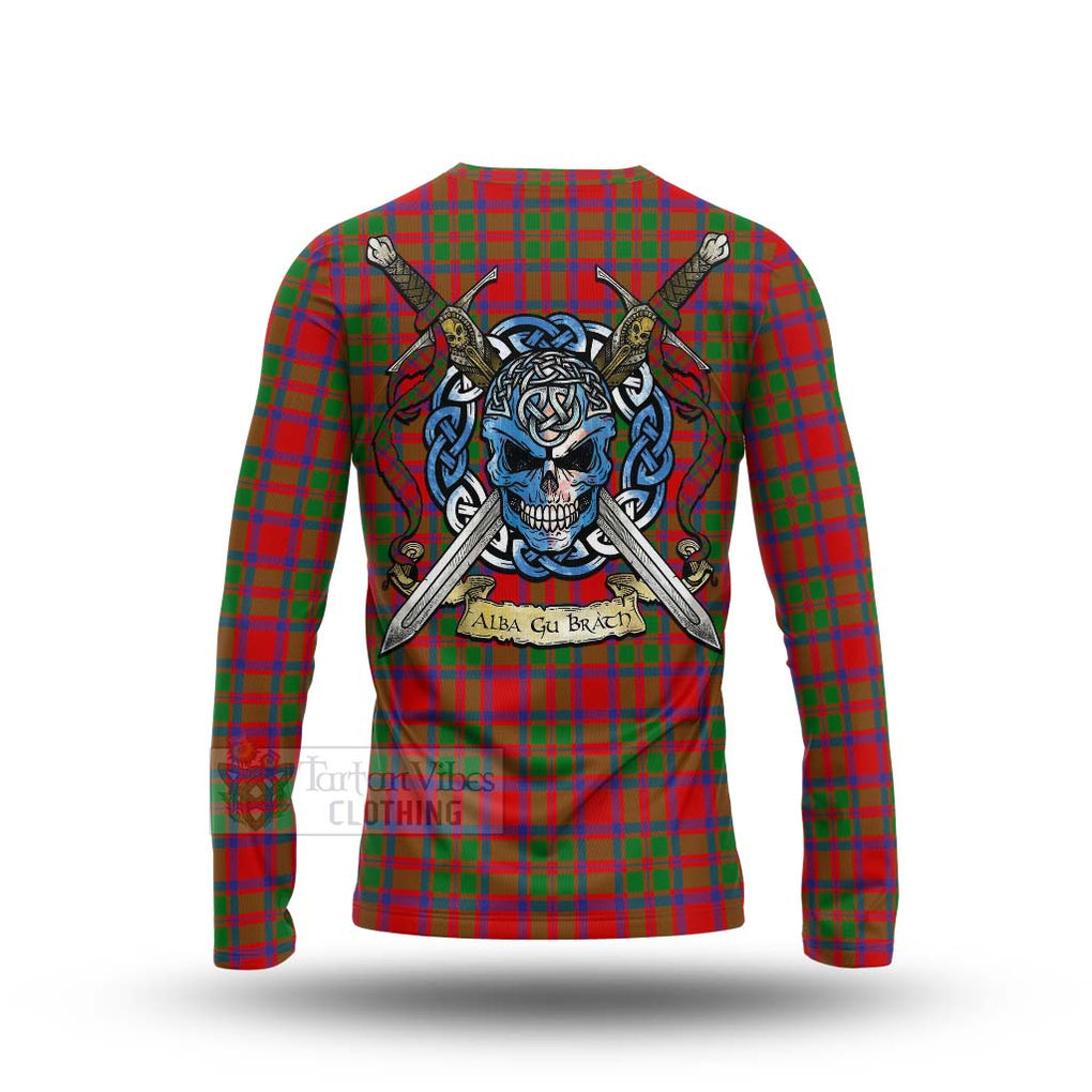 Tartan Vibes Clothing MacKintosh (McKintosh) Tartan Long Sleeve T-Shirt with Family Crest Celtic Skull Style