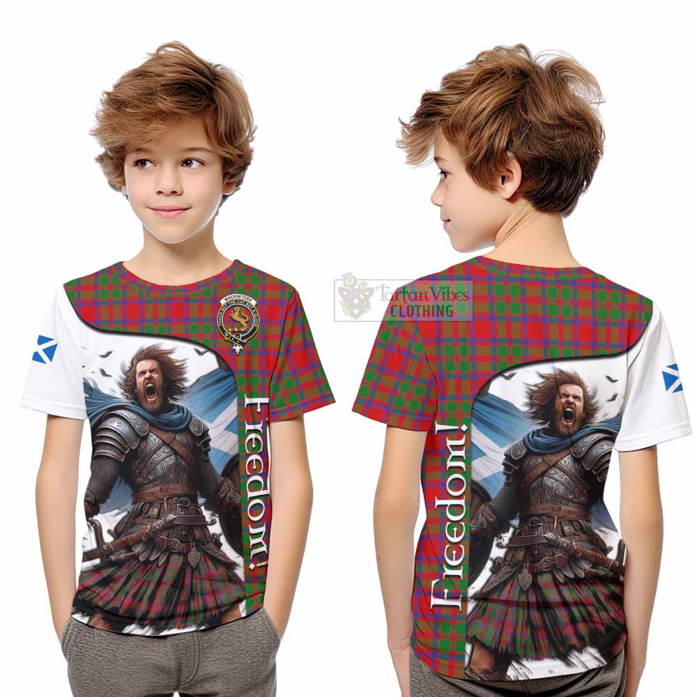 Tartan Vibes Clothing MacKintosh (McKintosh) Crest Tartan Kid T-Shirt Inspired by the Freedom of Scottish Warrior