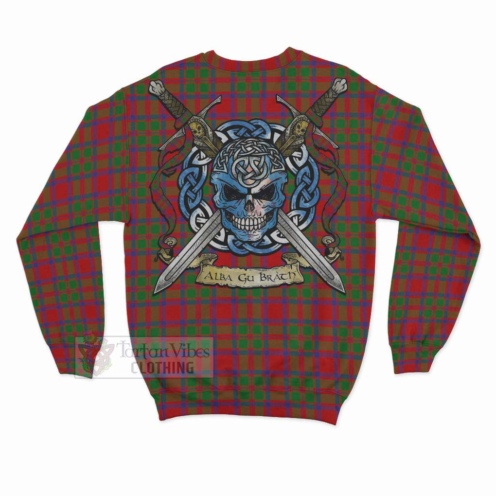 Tartan Vibes Clothing MacKintosh (McKintosh) Tartan Sweatshirt with Family Crest Celtic Skull Style