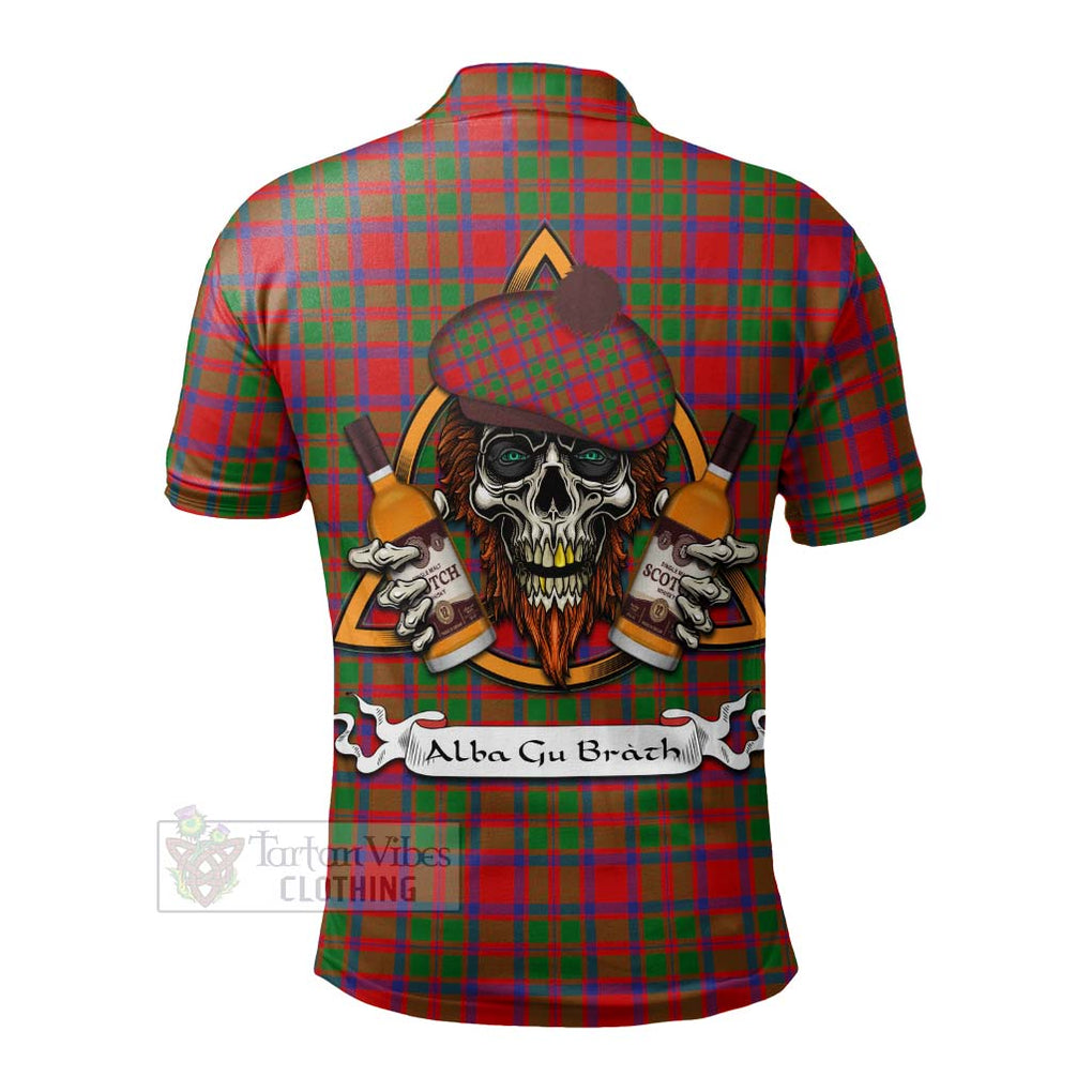 Tartan Vibes Clothing MacKintosh (McKintosh) Tartan Polo Shirt with Family Crest and Bearded Skull Holding Bottles of Whiskey