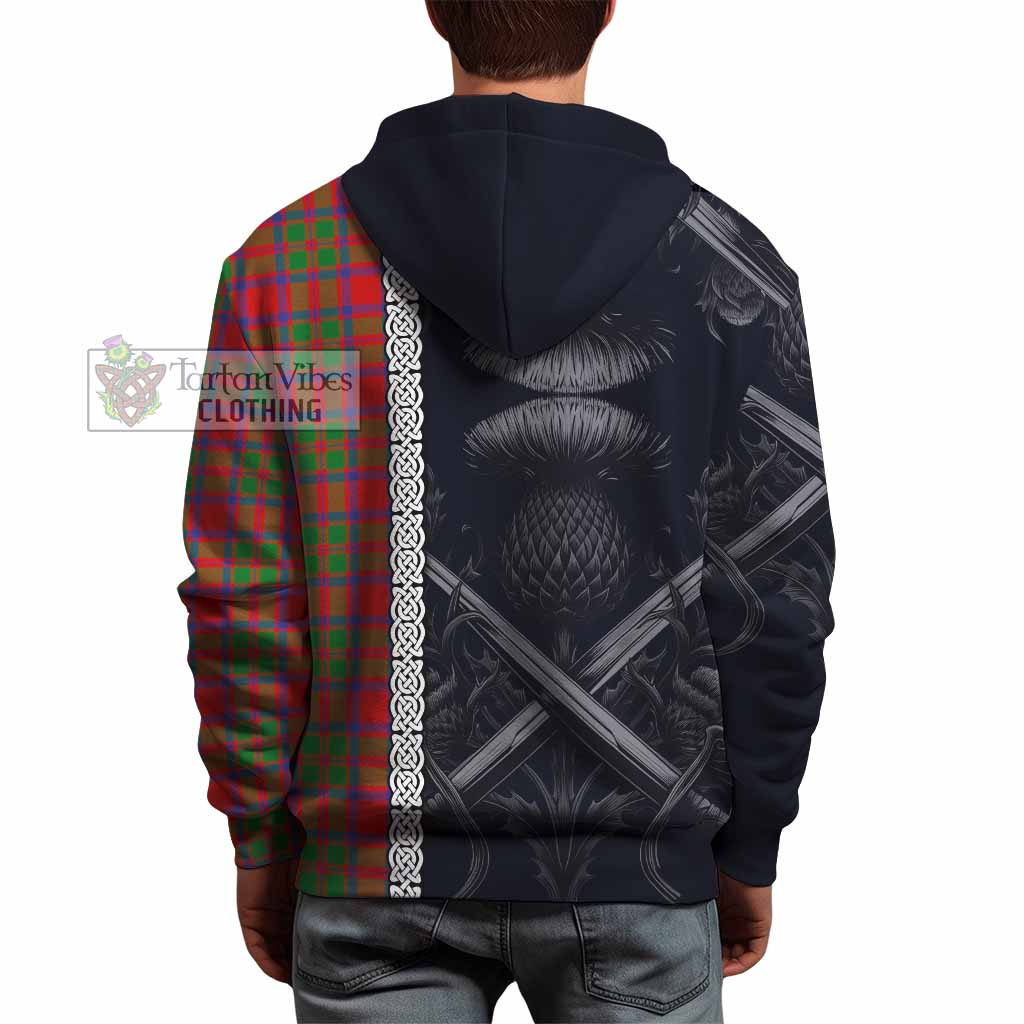 Tartan Vibes Clothing MacKintosh (McKintosh) Tartan Hoodie with Family Crest Cross Sword Thistle Celtic Vibes